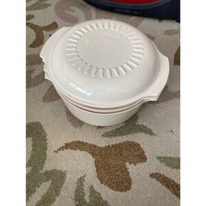 Vintage Tupperware 4 pcs microwave stack cooker 3qt, 1.75 qt steamer